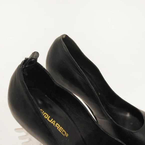 RARE Dsquared2 2010 White Skeleton  Bone Spine Heel Black Leather Heels - Picture 5 of 6